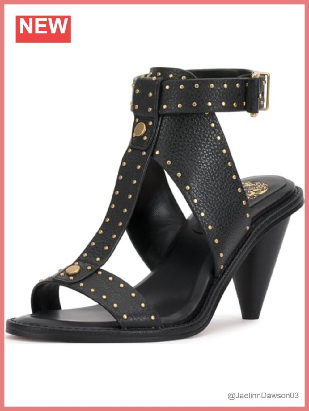 Leather Cone Heel Sandals with Studded Heels